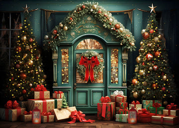 Avezano Green Christmas Beautiful Shops and Gifts Photography Backdrop