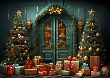 Avezano Beautiful Christmas Tree and Gift Shop Photography Backdrop