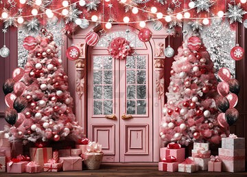 Avezano Pink Christmas Shop and Balloon Gifts Photography Backdrop