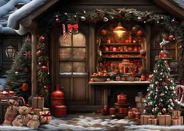 Avezano Christmas Cottage Decoration Photography Backdrop