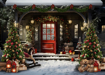 Avezano Winter Christmas Tree Red Door Photography Backdrop