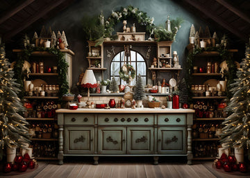 Avezano Christmas Kitchen Decor Photography Backdrop