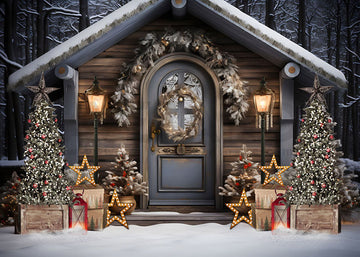 Avezano Decorate the Cabin with a Christmas Tree Photography Backdrop