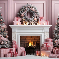 Avezano Pink Christmas Tree 2 pcs Set Backdrop