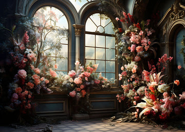 Avezano Flowers and Delicate Windowsills Photography Backdrop