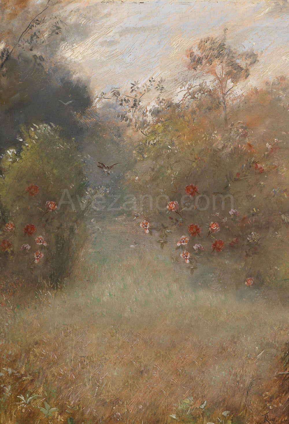 Avezano Grass and Flowers Oil Painting Photography Backdrop