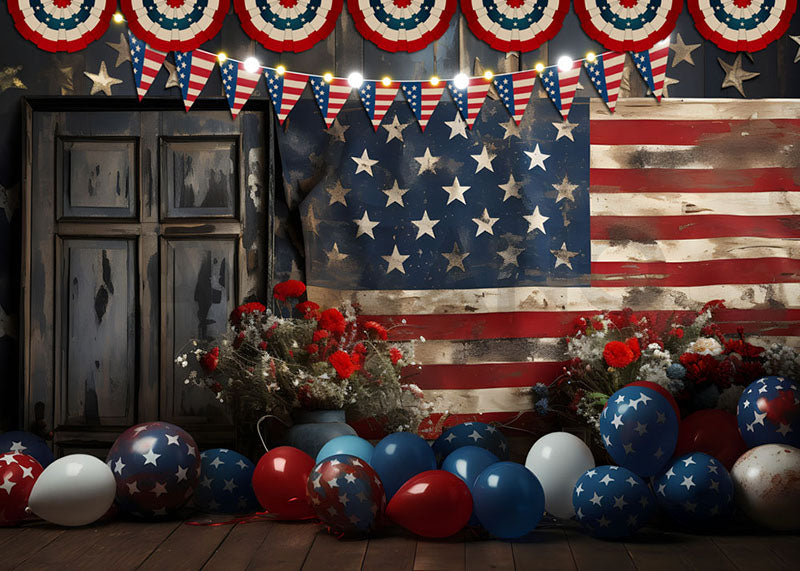 Avezano American Flag and Balloon Independence Day Photography Backdrop
