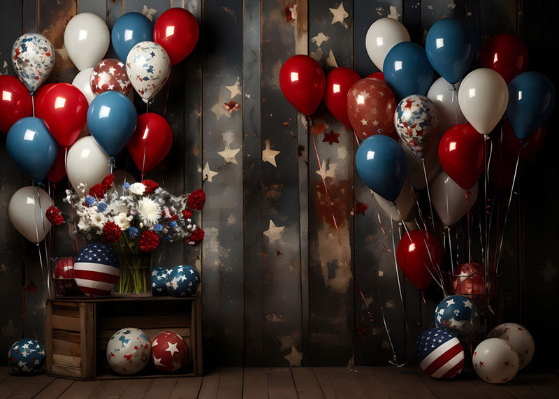 Avezano American Flag and Balloon Party Independence Day Photography Backdrop