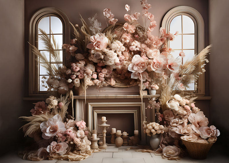 Toile de fond pour photographie de la cheminée de printemps d'Avezano