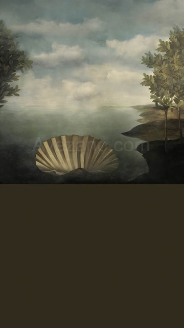 Avezano Shells on Water Oil Painting Sweep Photography Backdrop