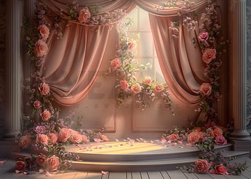 Avezano Spring Pink Flowers Curtains Photography Backdrop