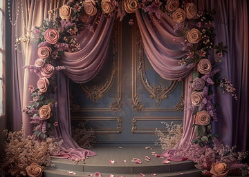 Avezano Spring Purple Curtains and Wall Photography Backdrop