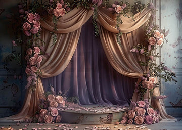 Avezano Spring Curtains and Purple Rose Photography Backdrop
