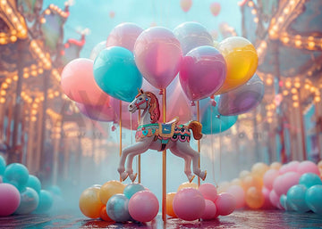 Avezano Balloon and Rocking Horse Cake Smash Photography Background