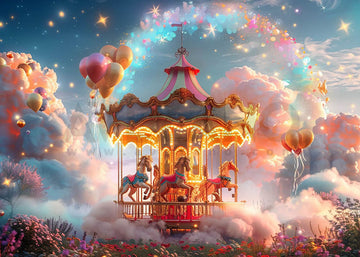 Avezano Clouds and Carousel Cake Smash Photography Background