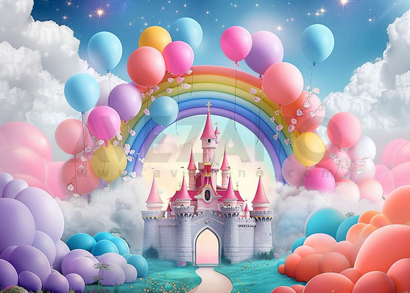 Avezano Rainbow Balloon Party Cake Smash Photography Background