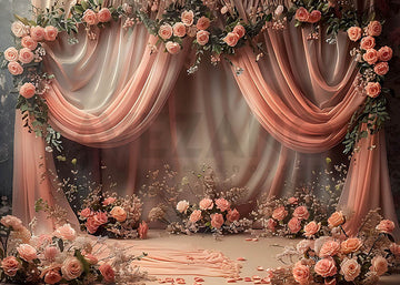 Avezano Spring Pink Window Screens and Roses Photography Backdrop