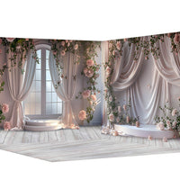 Avezano Spring Floor-to-Ceiling Window Flower Room Photography Backdrop Room Set