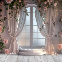 Avezano Spring Floor-to-Ceiling Window Flower Room Photography Backdrop Room Set