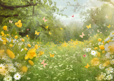 Ensemble de 2 toiles de fond de fleurs printanières et de pelouse d'Avezano