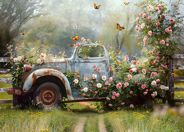 Avezano Spring a Truck Full of Flowers Photography Backdrop