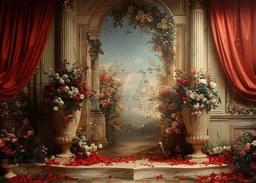 Avezano Spring Palace Style Rose Room Photography Backdrop Room Set