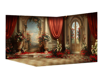 Avezano Spring Palace Style Rose Room Photography Backdrop Room Set