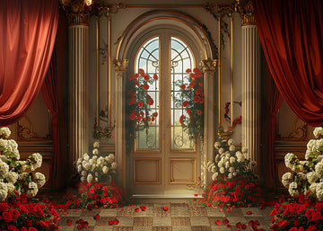 Avezano Spring Red Roses and Fine Doors Photography Backdrop