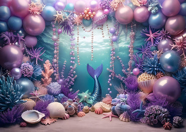 Avezano Mermaid Tail Balloon Party Sous la mer Ensemble de 2 pièces Toile de fond