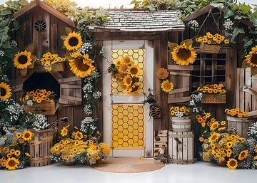 Avezano Spring The Sunflower and the Bee House Photography Backdrop