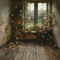 Avezano Shabby Room and Windowsill Roses Photography Backdrop