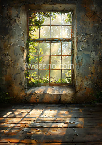 Avezano Rusty Iron Windows and Sunlight Photography Backdrop