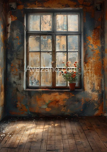 Avezano Shabby Windows and Walls Photography Backdrop