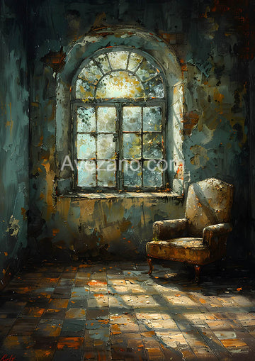 Avezano Oil Painting Style Walls and Old Sofa Photography Backdrop