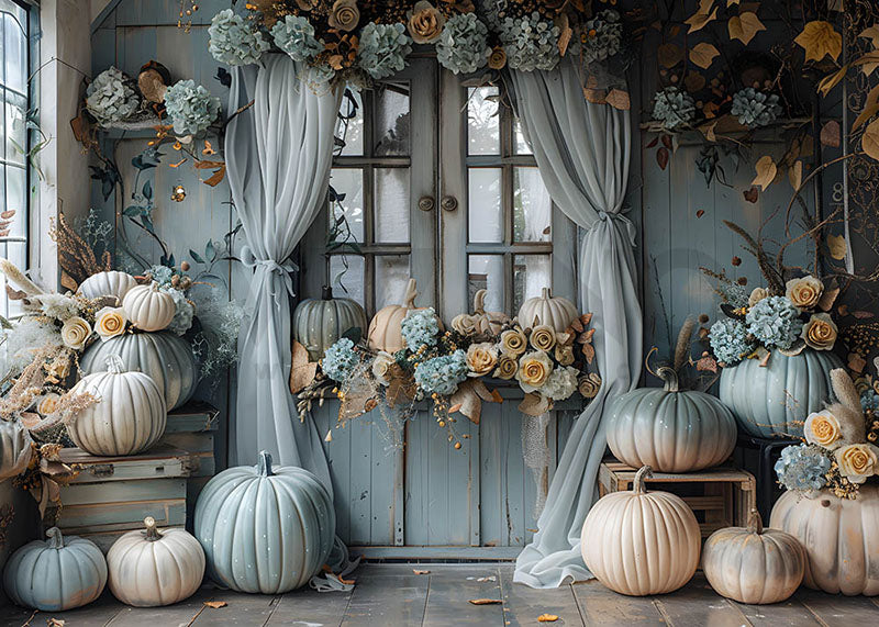 Avezano Gray Blue Doors Windows and Pumpkins Mother&