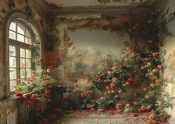 Avezano Spring Interior Murals and Flowers Photography Backdrop