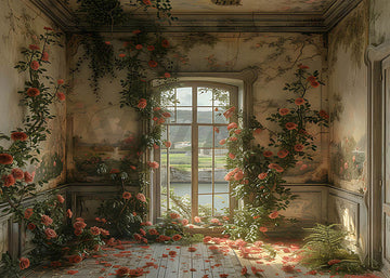 Avezano Spring Indoor Covered with Rose Vines Photography Backdrop