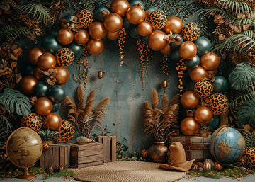 Avezano Jungle Brown leopard Print Balloon Arch Photography Background