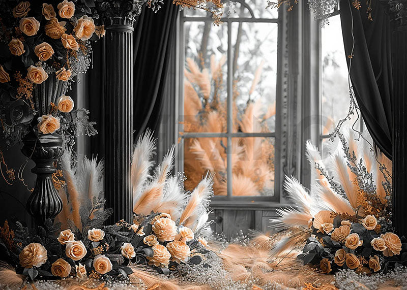 Avezano Bohemian Roses and Windows Photography Backdrop