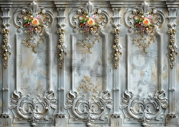 Avezano The Walls are Carved with Artistic Flowers Photography Backdrop