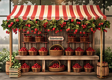 Avezano Spring Red Strawberry Stand Photography Backdrop