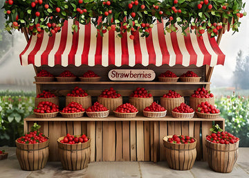 Avezano Spring Strawberry Shop Photography Backdrop