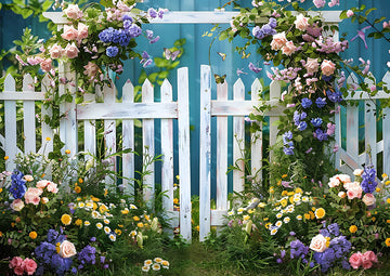 Avezano Spring Garden Flowers and Butterflies Photography Backdrop