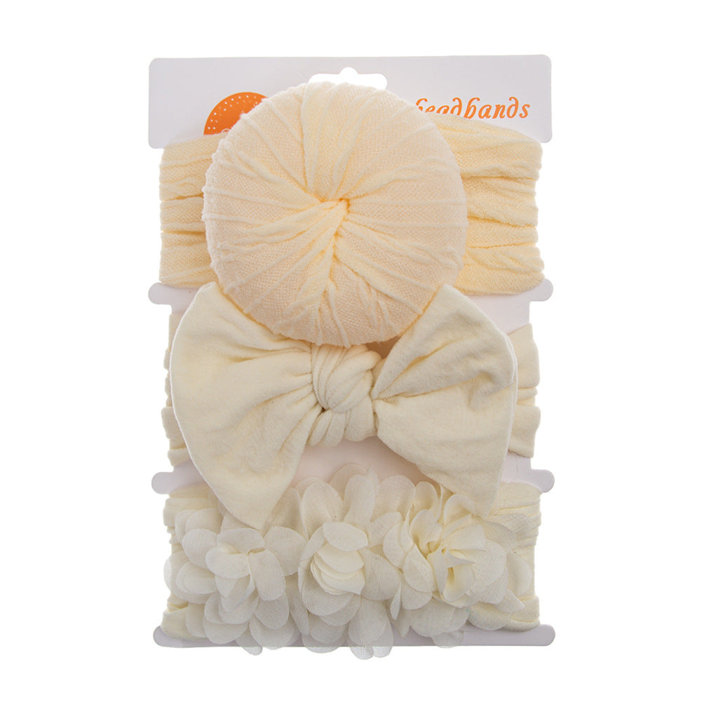 Avezano 3Pcs Chiffon Floral Nylon Bow Baby Headbands Set