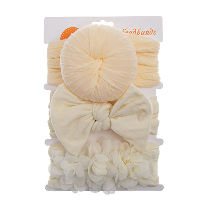 Avezano 3Pcs Chiffon Floral Nylon Bow Baby Headbands Set