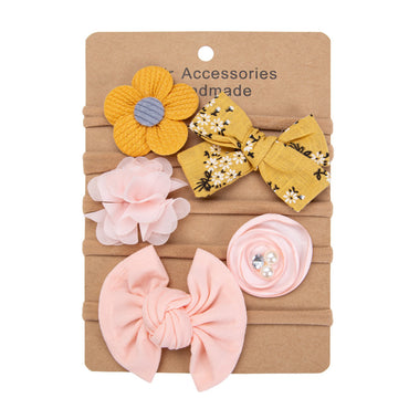 Avezano Newborn Floral Chiffon Elastic Headbands 5Pcs Photography Set