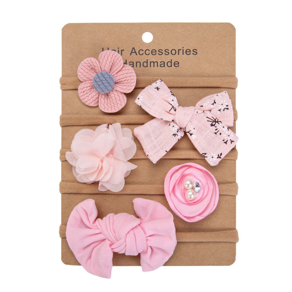 Avezano Newborn Floral Chiffon Elastic Headbands 5Pcs Photography Set