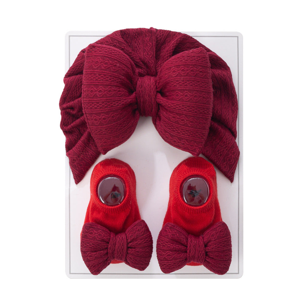 Avezano Newborn Big Bow Headband and Bow Socks Prop Set