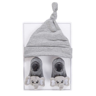 Avezano Newborn Knotted Hat and Animal Socks Set