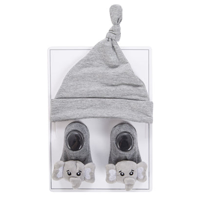 Avezano Newborn Knotted Hat and Animal Socks Set